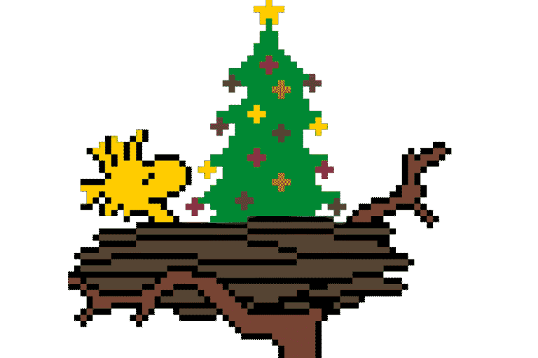 Jul Snoopy och Woodstock i ett Träd – Andra Pärlplatta Mönster