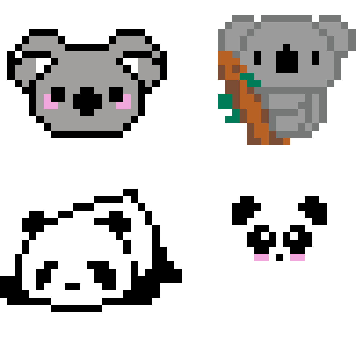Pärlplatta mönster för KOALA OCH PANDA