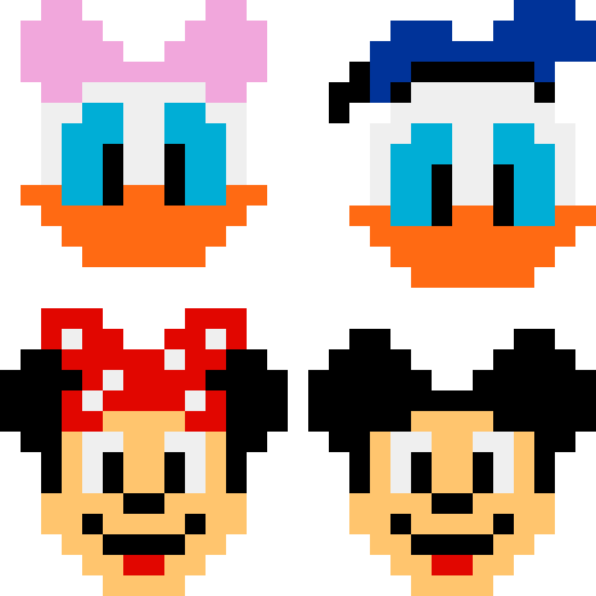 Pärlplatta mönster för DAISY, DONALD, MICKEY Y MINIE