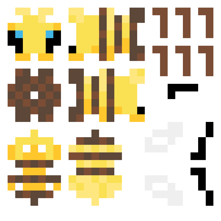Pärlplatta mönster för Bin (Bee) - Minecraft