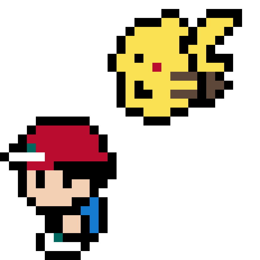 Pärlplatta mönster för Ash+Pikachu Gameboy 5mm