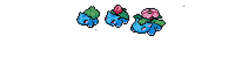 Bulbasaur, Ivysaur och Venasaur – Pokemon Pärlplatta Mönster