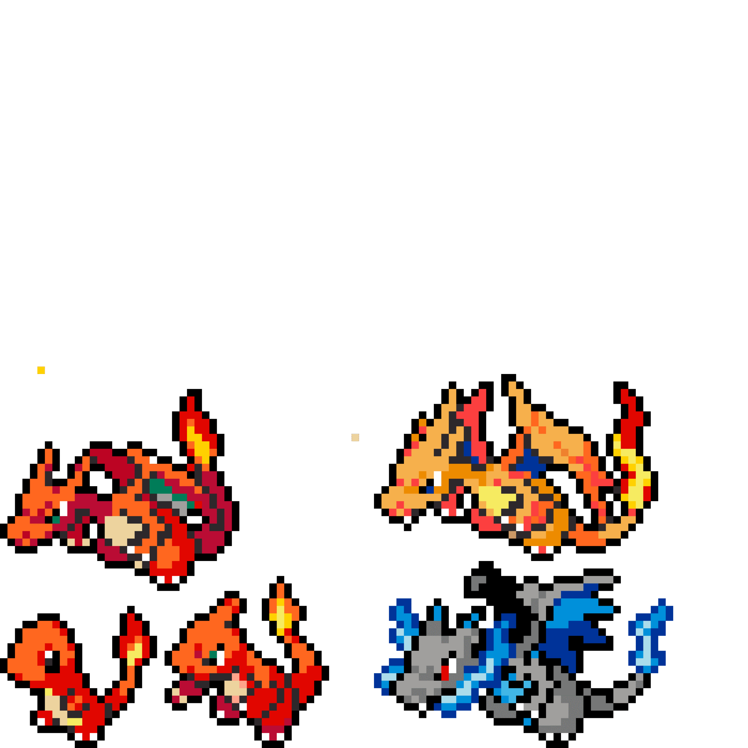 Pärlplatta mönster för Charmander, Charmeleon, Charizard X