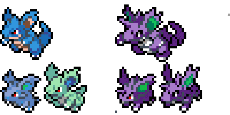 Nidoran (M) och nidoran (F) och deras evo – Pokemon Pärlplatta Mönster
