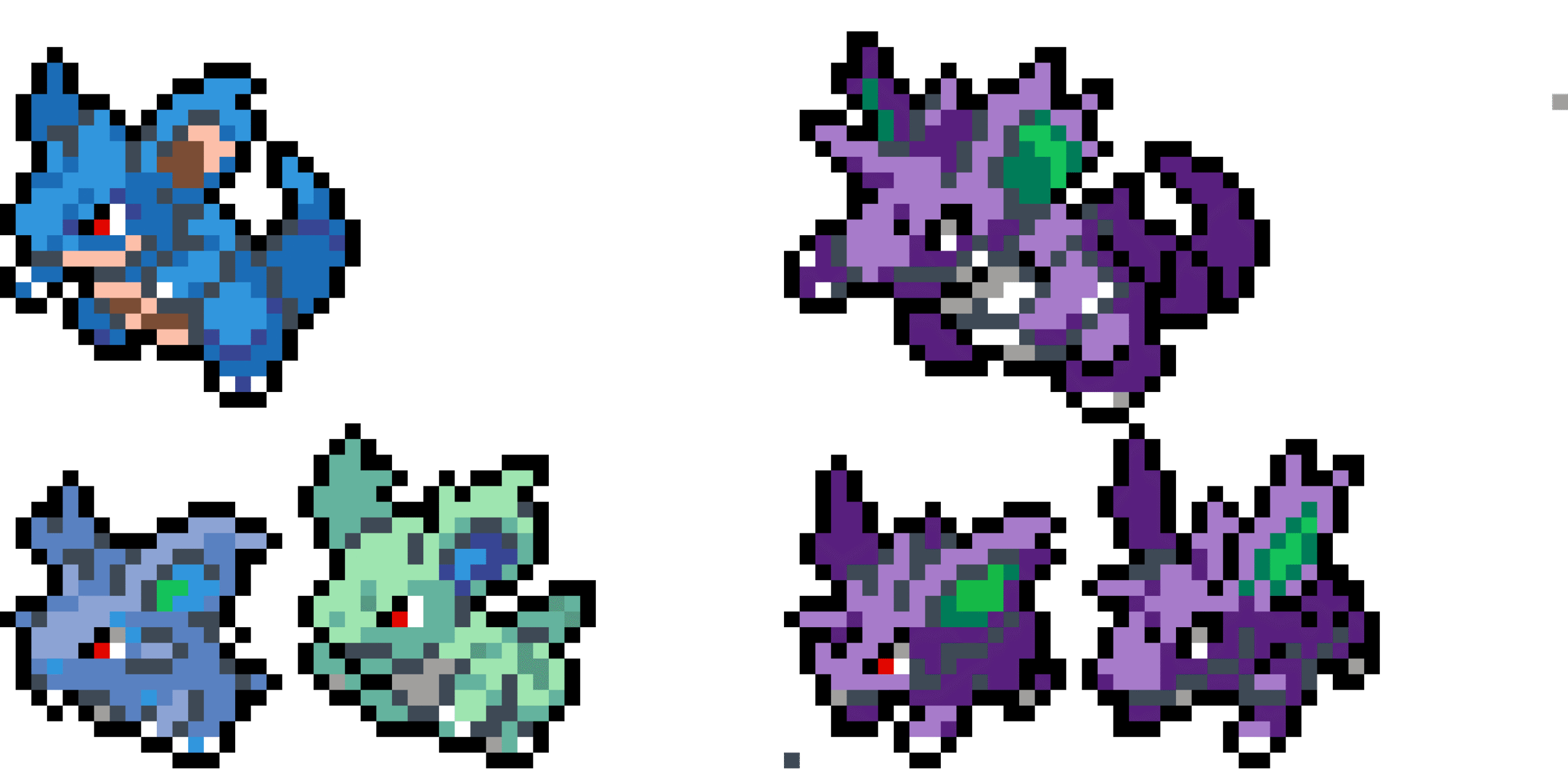 Pärlplatta mönster för Nidoran (M) och nidoran (F) och deras evo