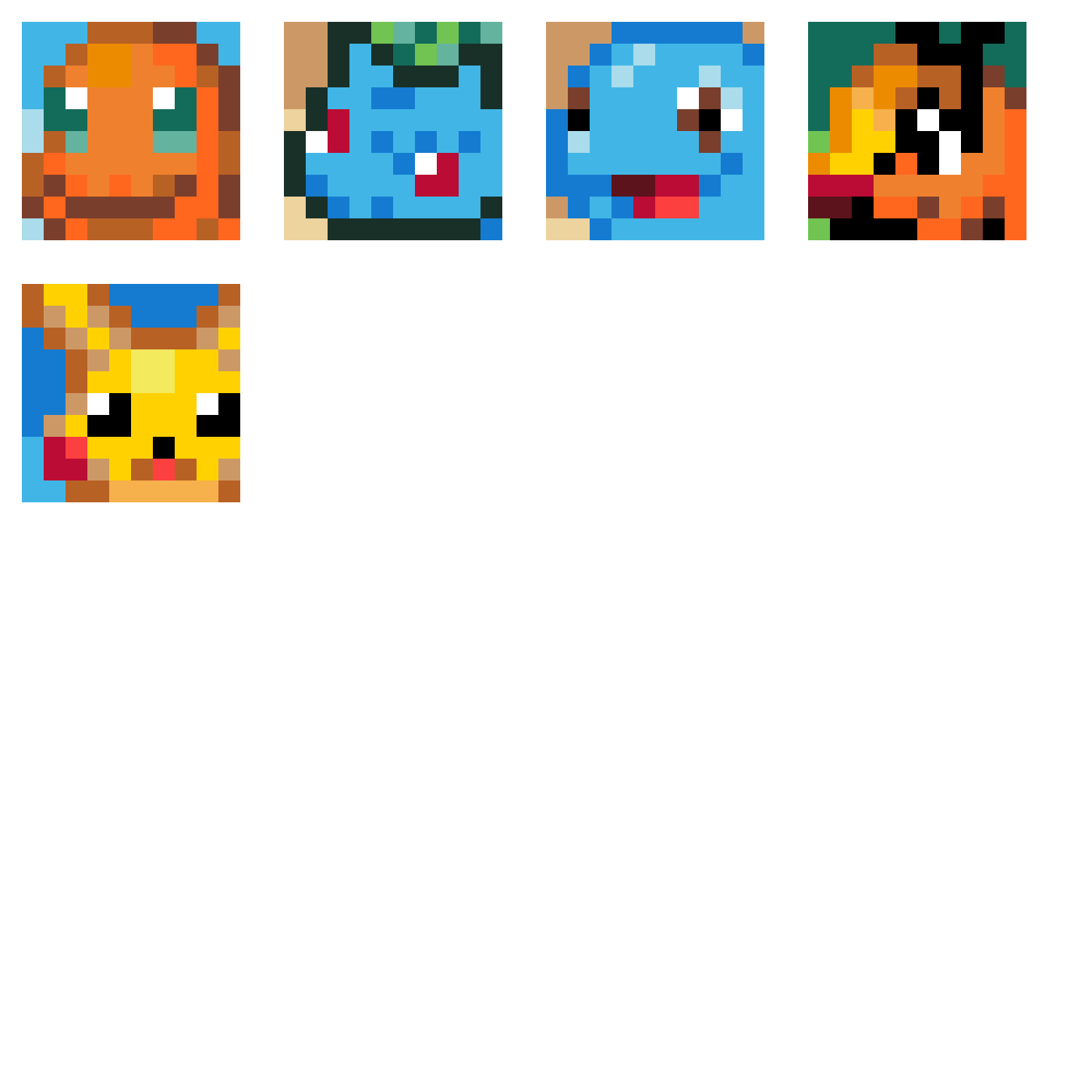 Pärlplatta mönster för Pokemon 10 x 10