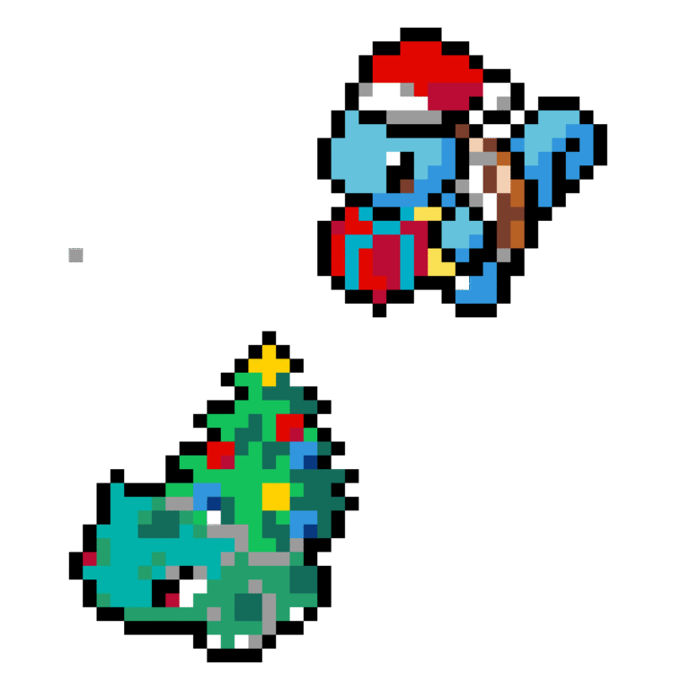 Pokémon Initialer för Jul, BulBasur och Squirtle – Pokemon Pärlplatta Mönster