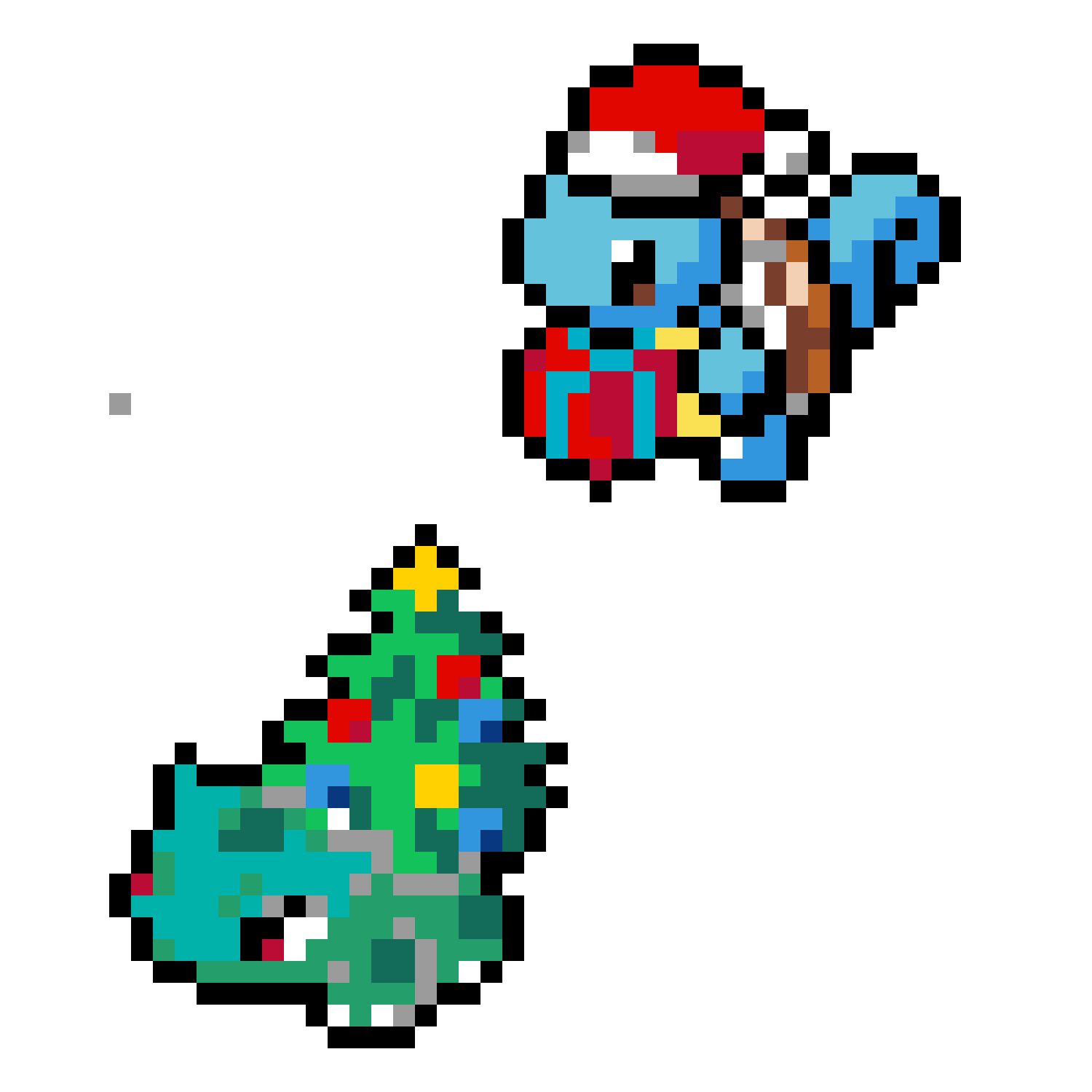 Pärlplatta mönster för Pokémon Initialer för Jul, BulBasur och Squirtle