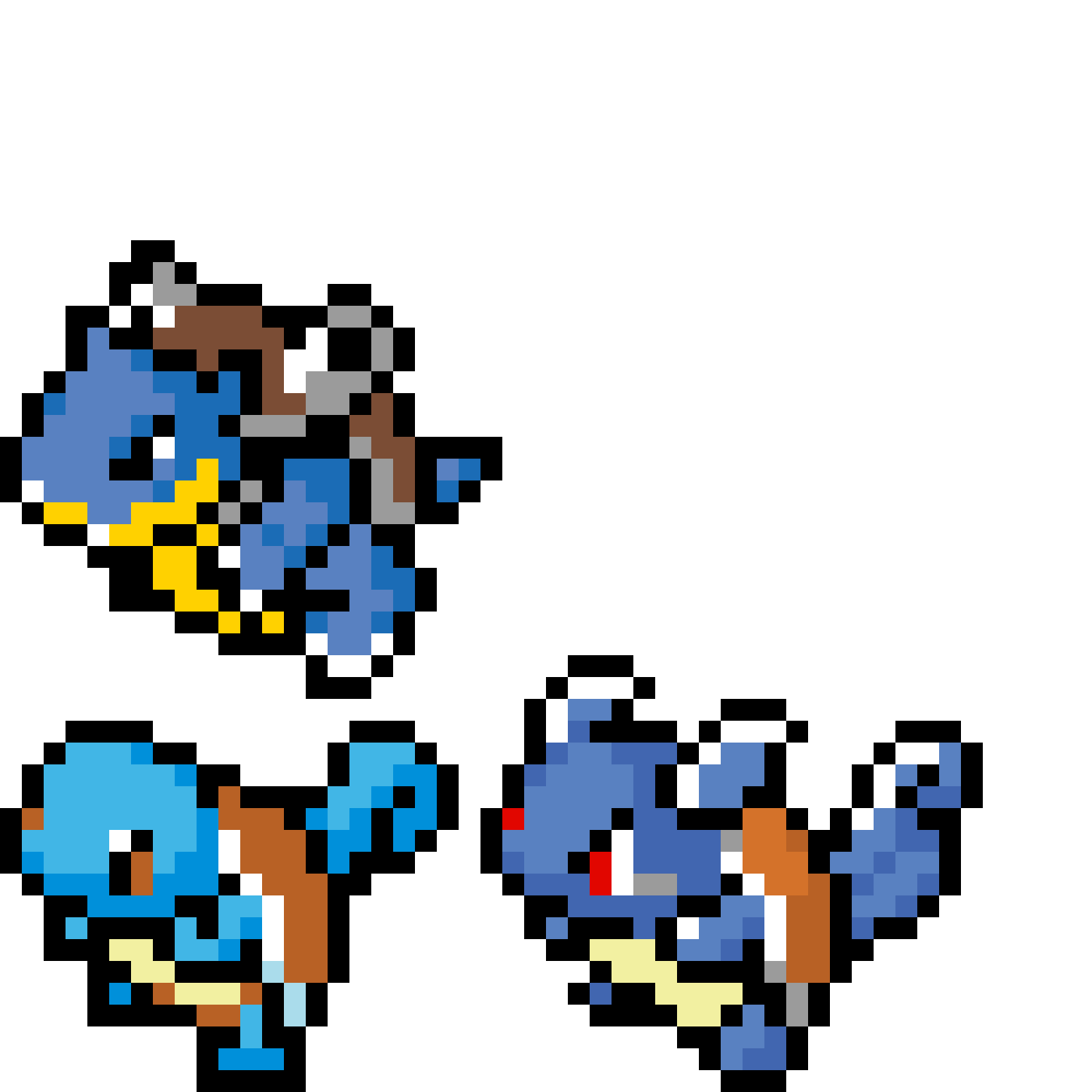 Pärlplatta mönster för Squirtle, Wartortle y Blastoise