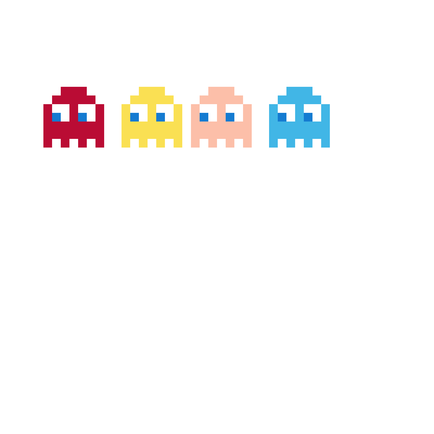 Pärlplatta mönster för mini spöken pacman (grundfärger)